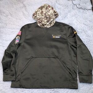 Minnesota Vikings Sweatshirt Mens L Green Hoodie Active NFL Nike Digital Camo